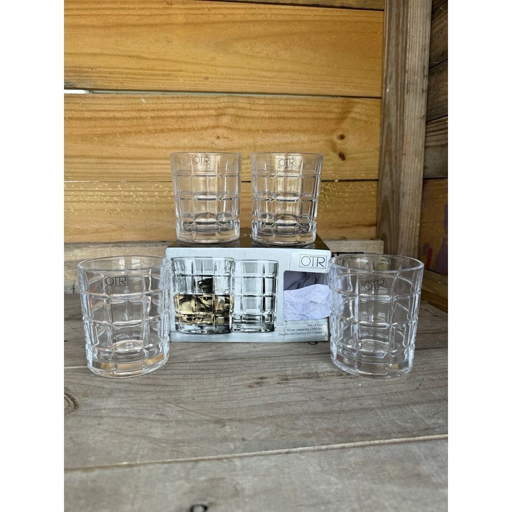 OTR Set Of 4 Old Fashioned Glasses 10oz Whiskey Glasses New‎ In Original Box